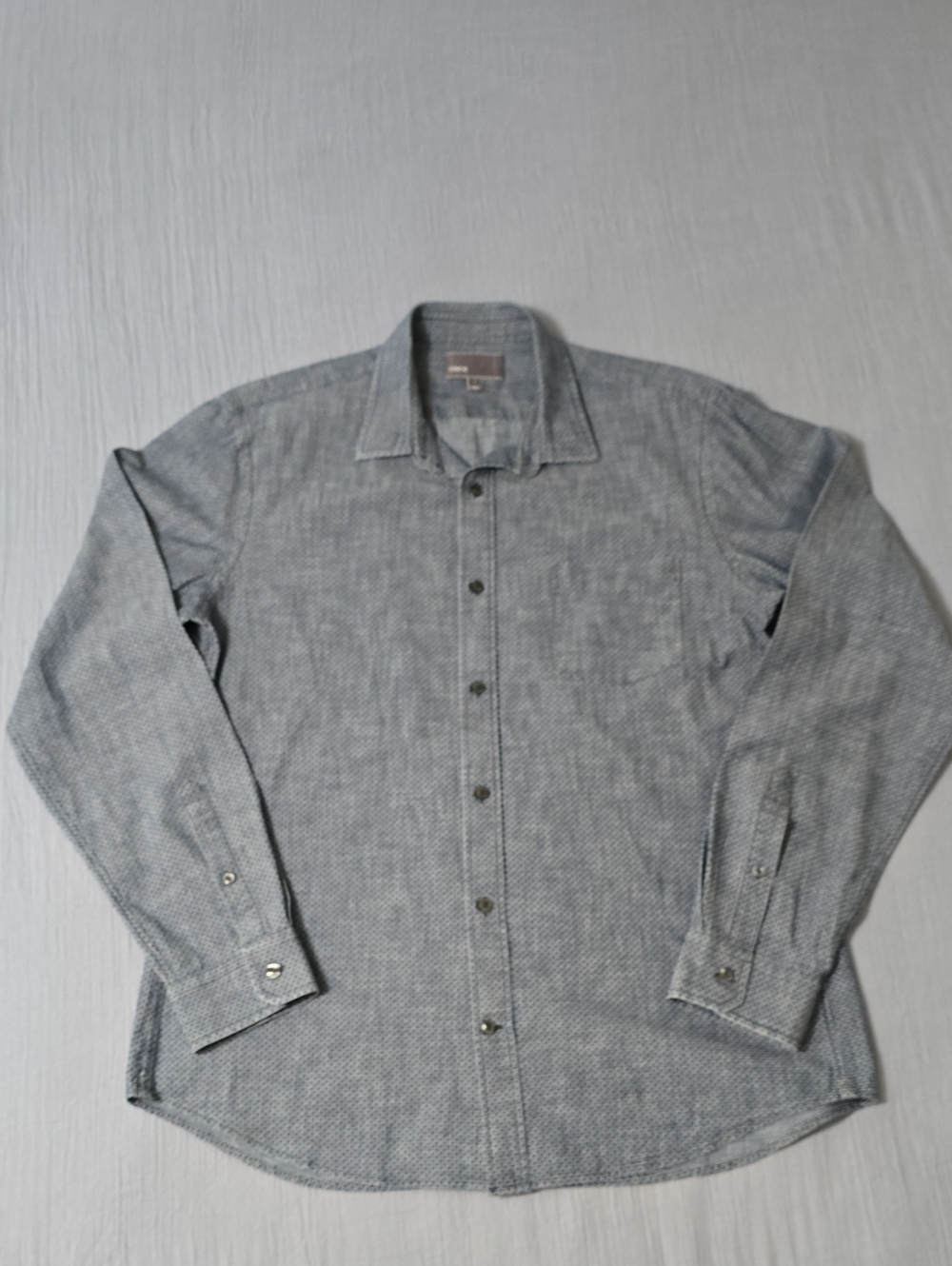 Vince Men's Light Gray Micro-Pattern Button-Up Shirt